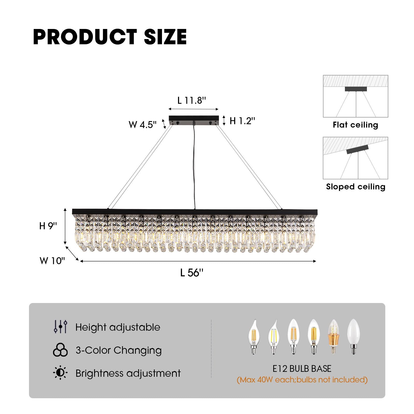 Matrix Chandelier height adjustment demo — OFF (minimal drop) vs ON (full 59" max height), showcasing versatility for different ceiling types | Sofary Lighting