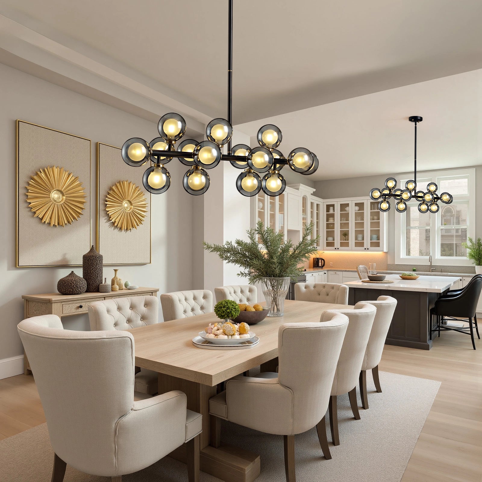 meteor-gray-globe-linear-chandelier-in-dining-room-sofary-lighting