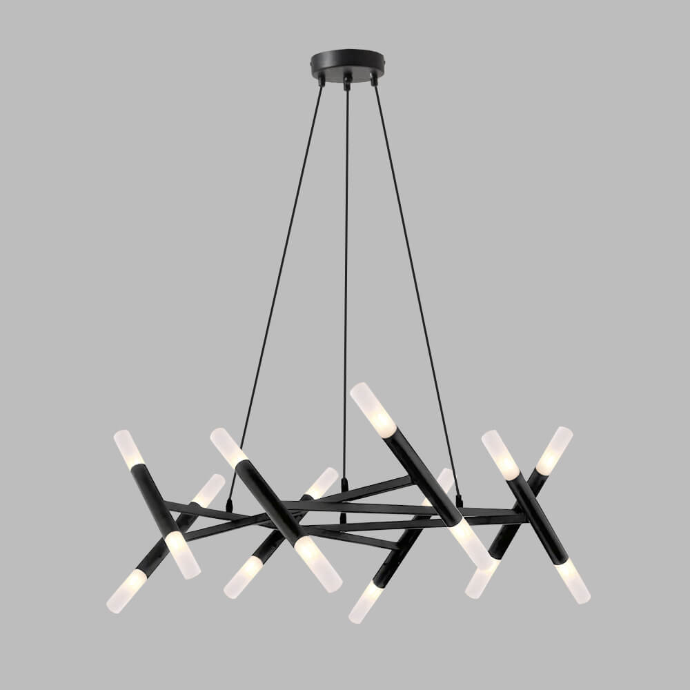 Mid Century Modern Polygonal Chandelier Living Room-black | Sofary Lighting