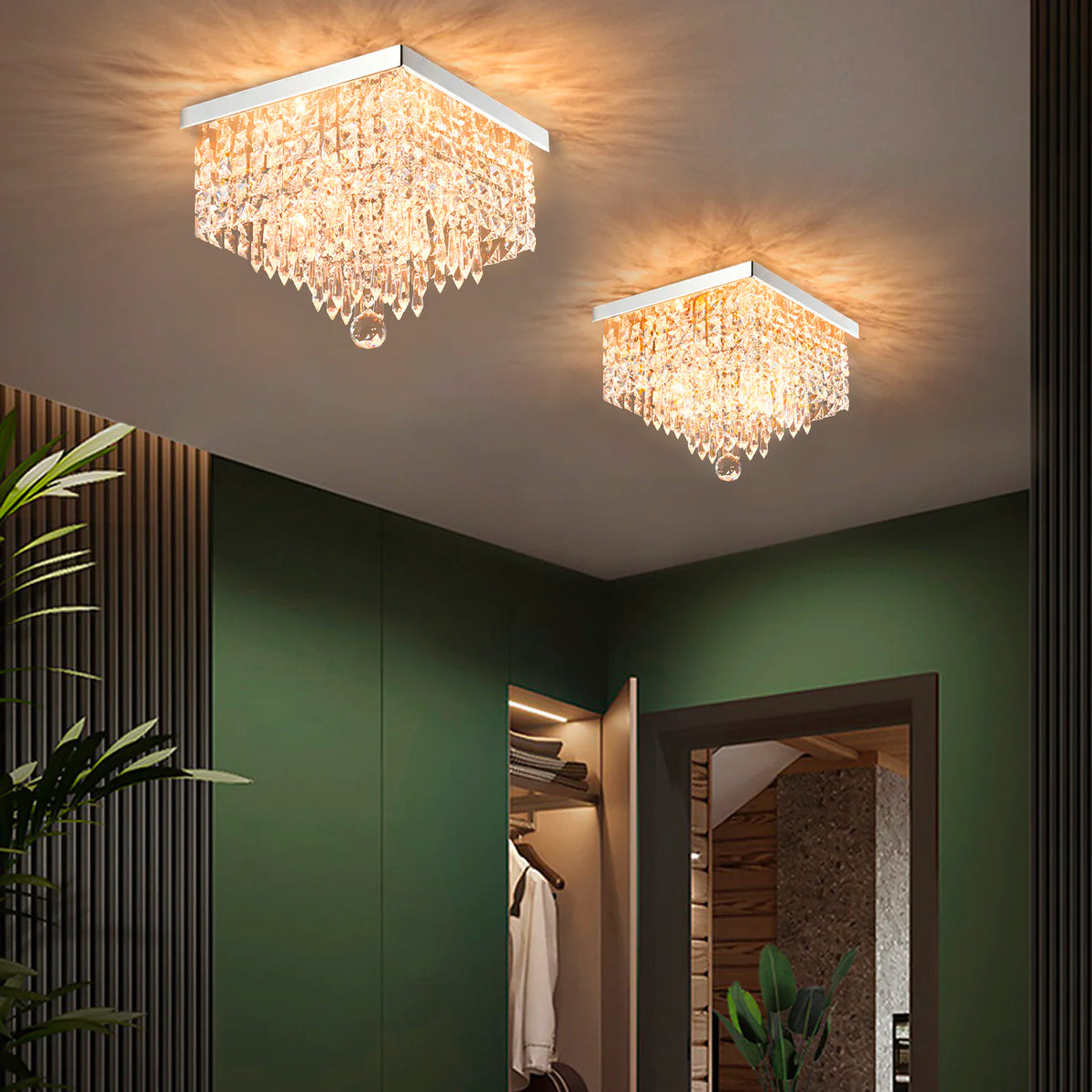 modern crystal led flush mount ceiling light