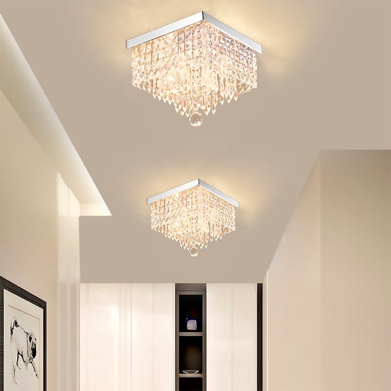 Modern Hallway Crystal Flush Mount Ceiling Light-hallway-2|Sofary