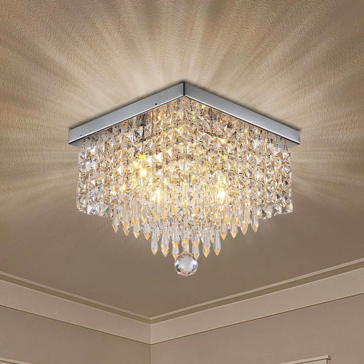 Modern Crystal Flush Mount Ceiling Light-frontview-1 | Sofary Lighting