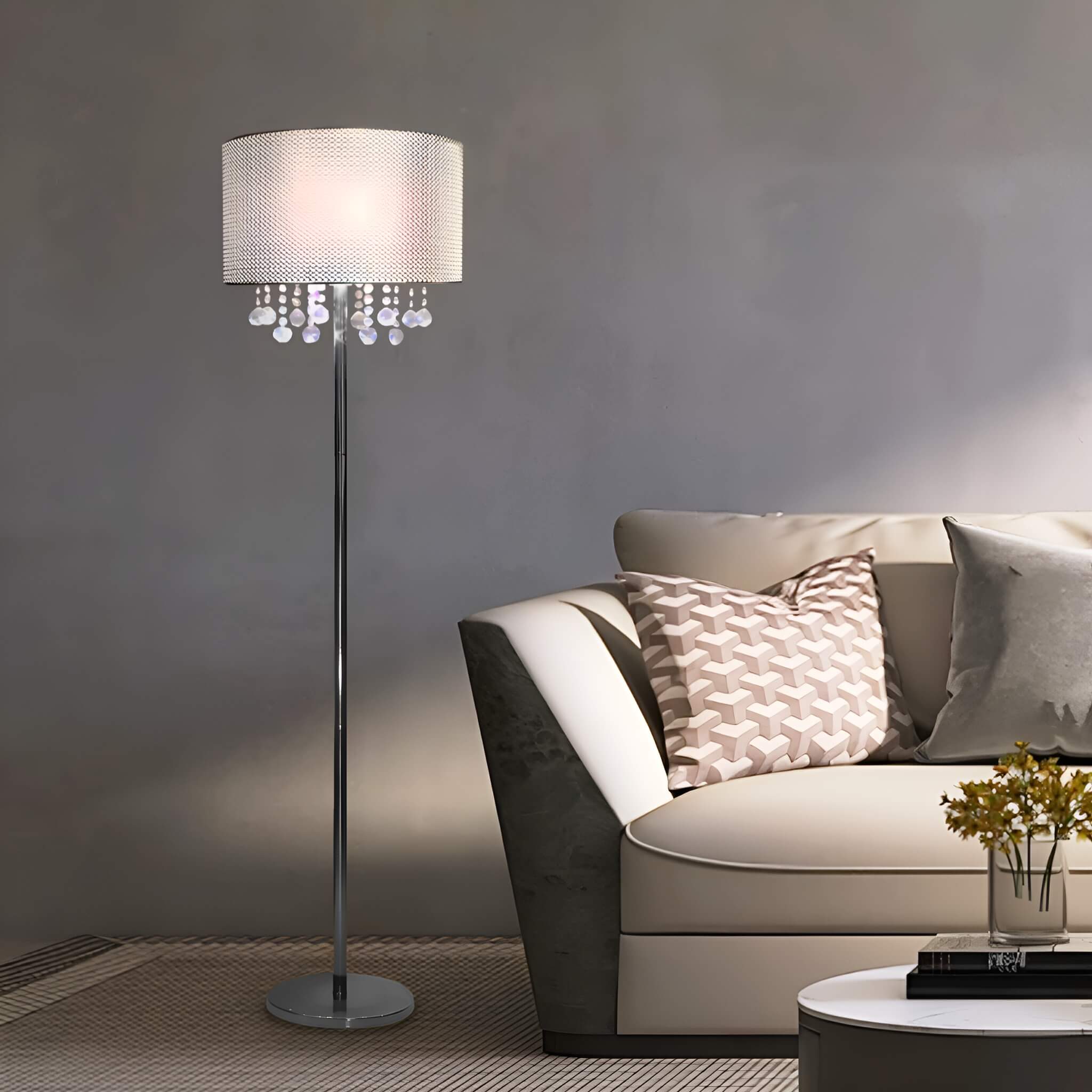 Modern Crystal LED Floor Lamp -room |Sofary