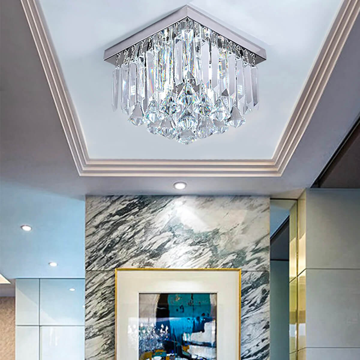 Modern Design Crystal Ceiling Light - Flush Mount Corridor Lamp- Living room| Sofary