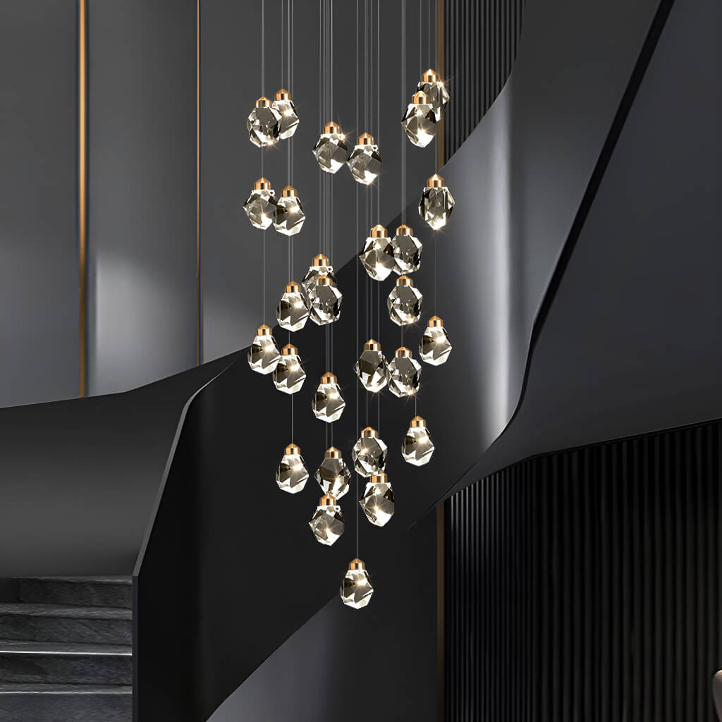 Modern Golden Raindrop Crystal Chandeliers for High Ceilings in Foyer & Living Room foyer | Sofary Lighting