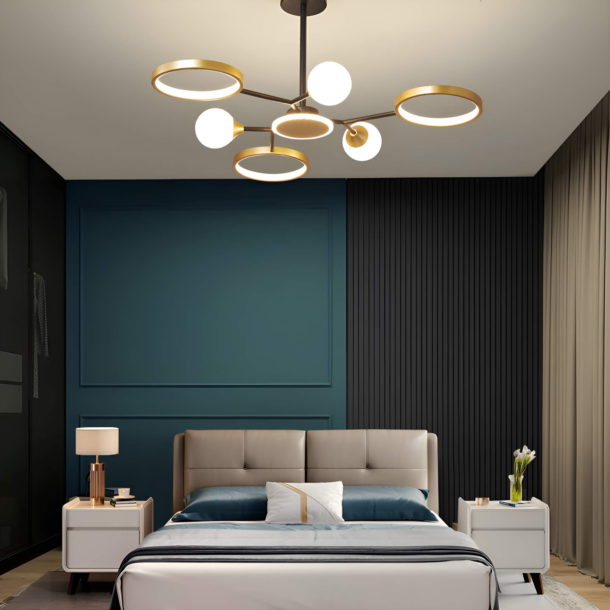 Gold Rings Modern Sputnik Ceiling Lights-bedroom-1 | Sofary Lighting
