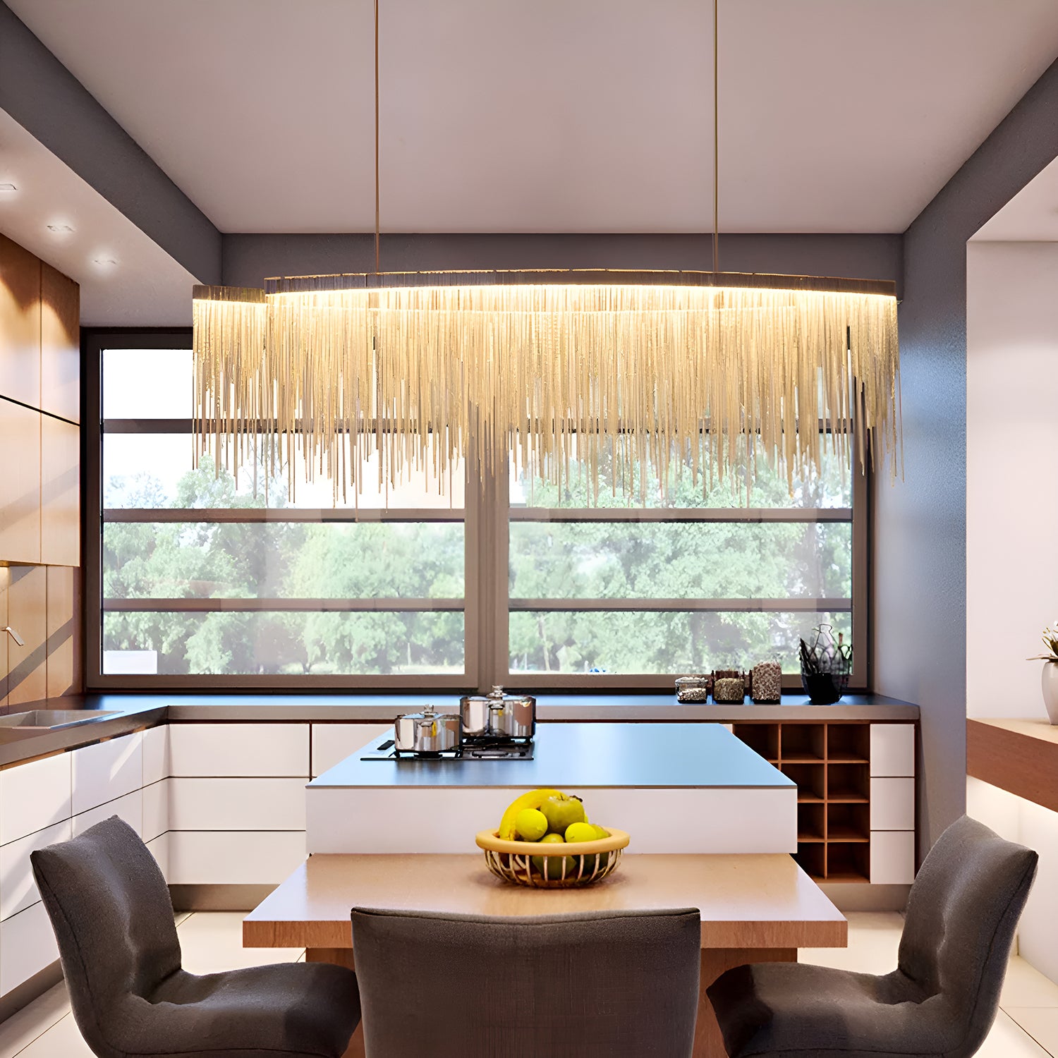 Modern Linear Aluminum Chandelier for Dining room-dining-room-1|Sofary