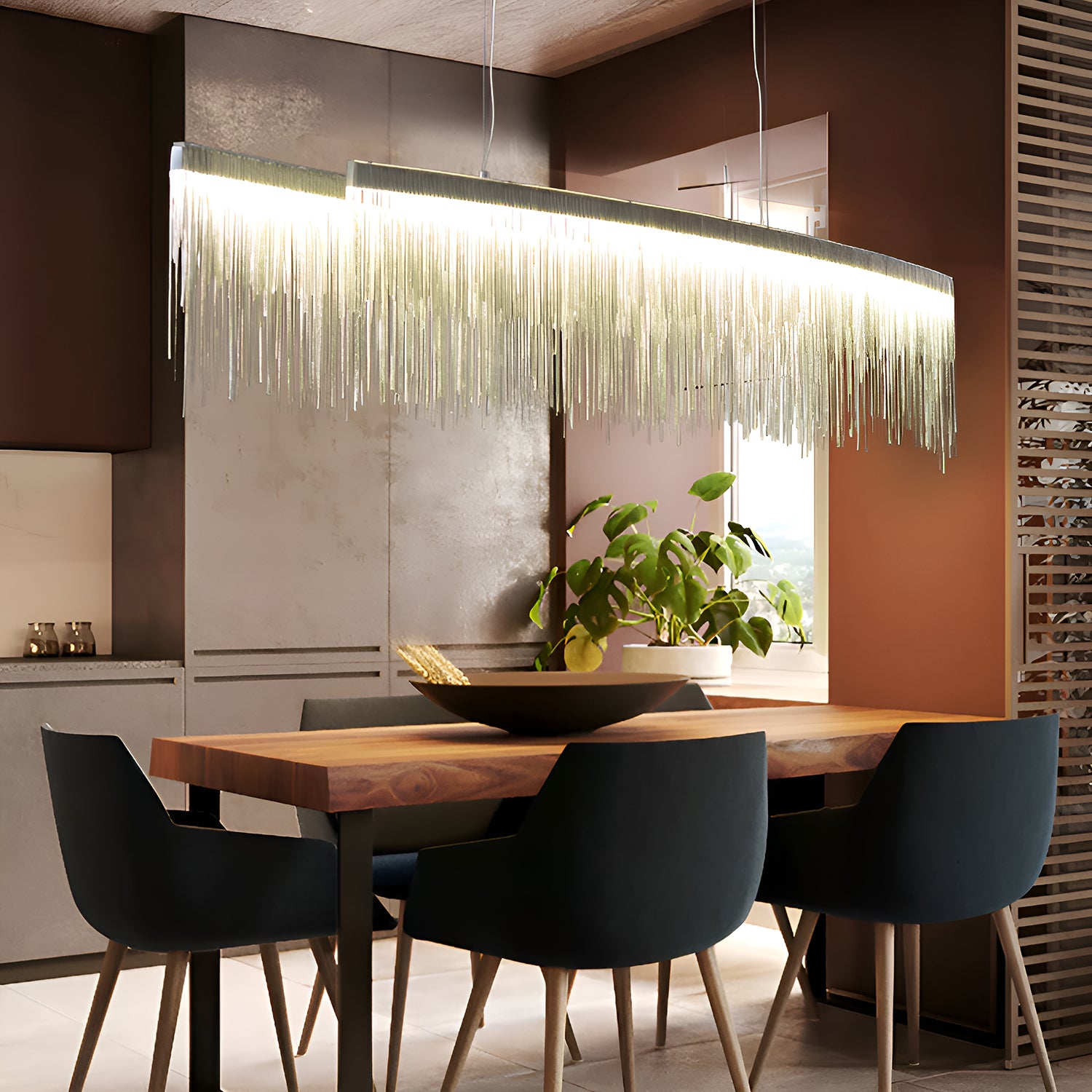 Modern Linear Aluminum Chandelier for Dining room-dining-room-4|Sofary