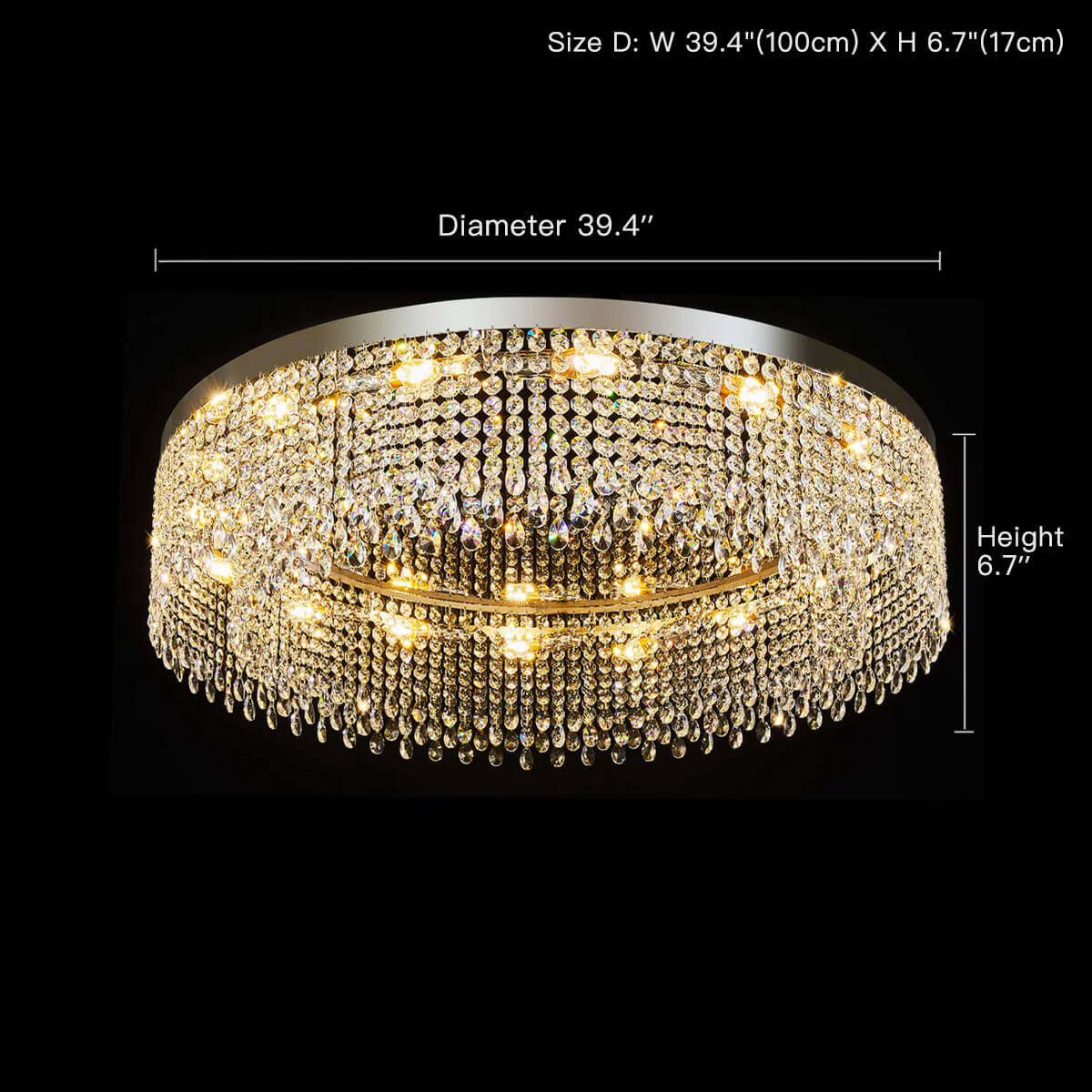 Modern Linear Crystal Flush Mount Ceiling Light--SIZE|Sofary