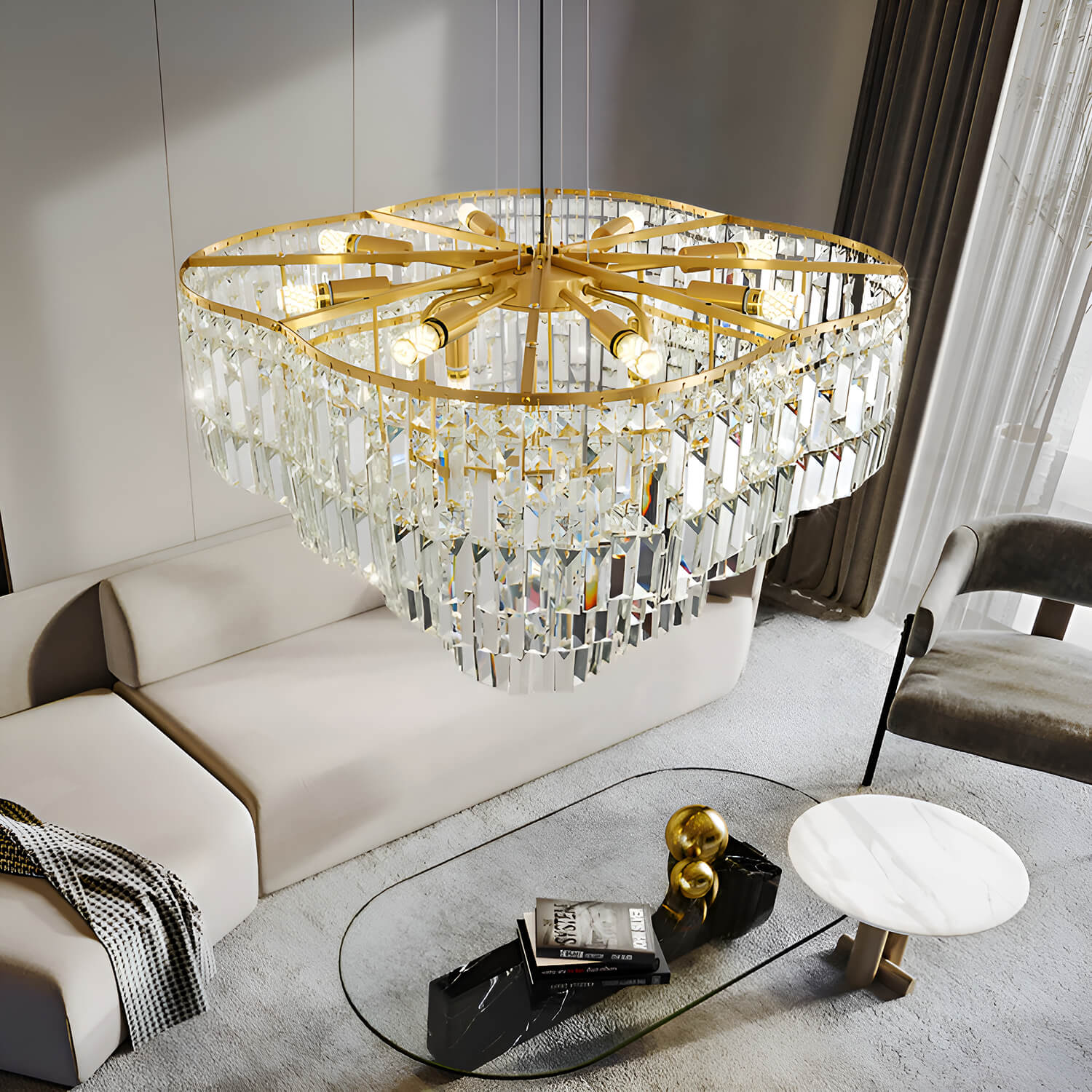 Modern Luxury Gold Crystal Chandelier-top-view |Sofary