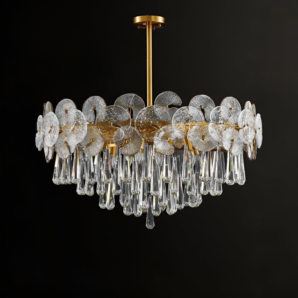 Modern Luxury Gold Glass Chandelier for Living Room -light-off-2|Sofary