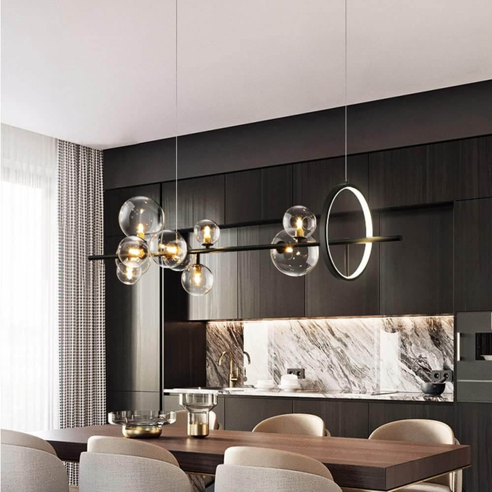 Modern Nordic Restaurant Chandelier: Trendy Glass Bubble Lighting-dining-room-10-heads-1 | Sofary