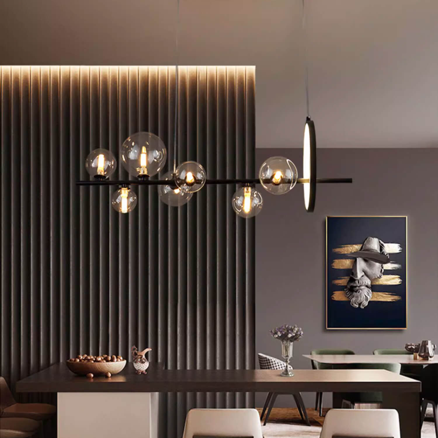 Modern Nordic Restaurant Chandelier: Trendy Glass Bubble Lighting-dining-room-7-heads-2 | Sofary