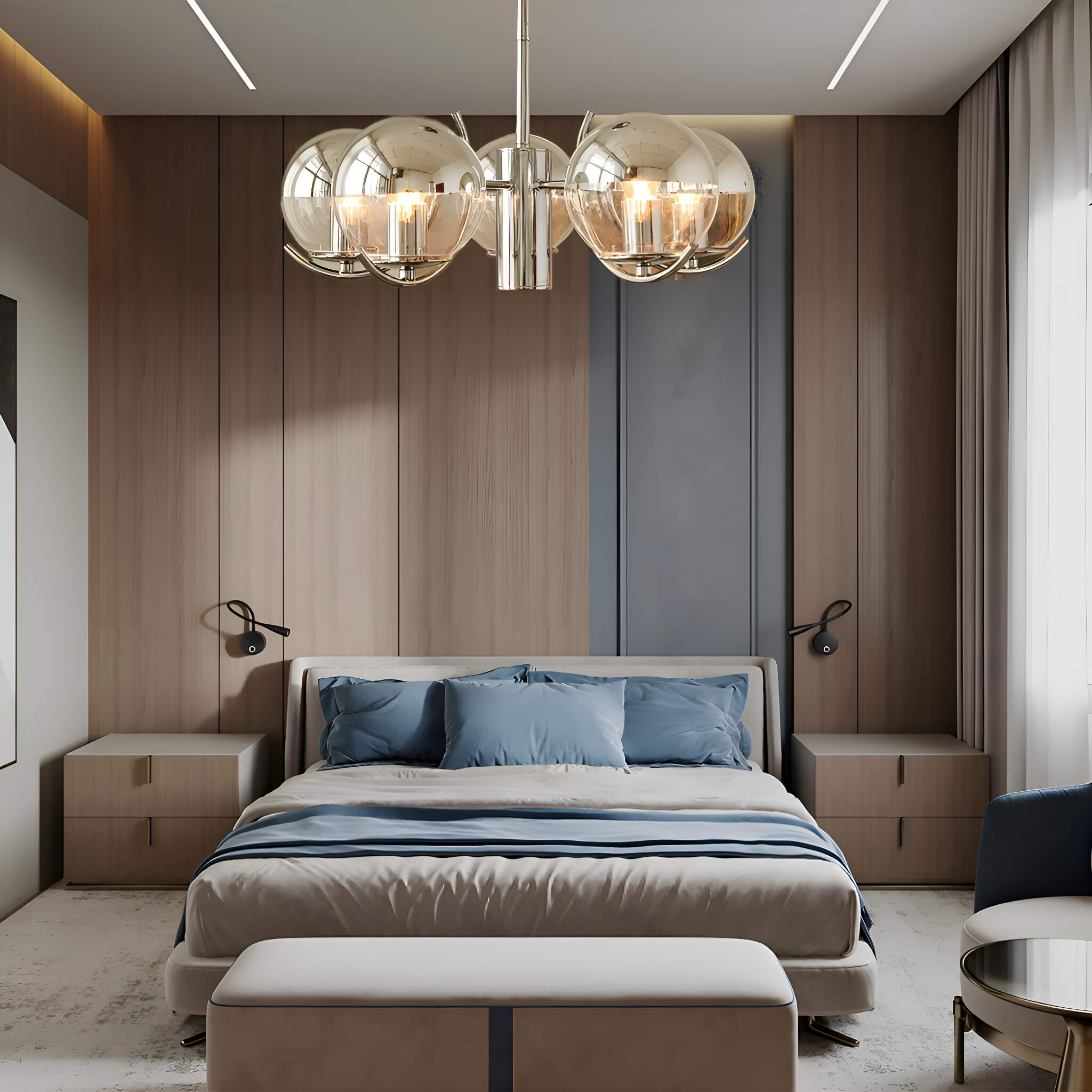 Modern Light 5 Light Lighting with Globe Glass-bedroom-1 | Sofary Lighting