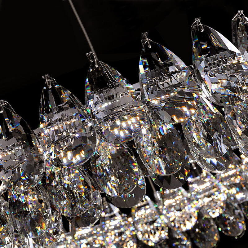 Modern Raindrops Crystal Rectangle Chandelier Living Room-detail-1 | Sofary Lighting