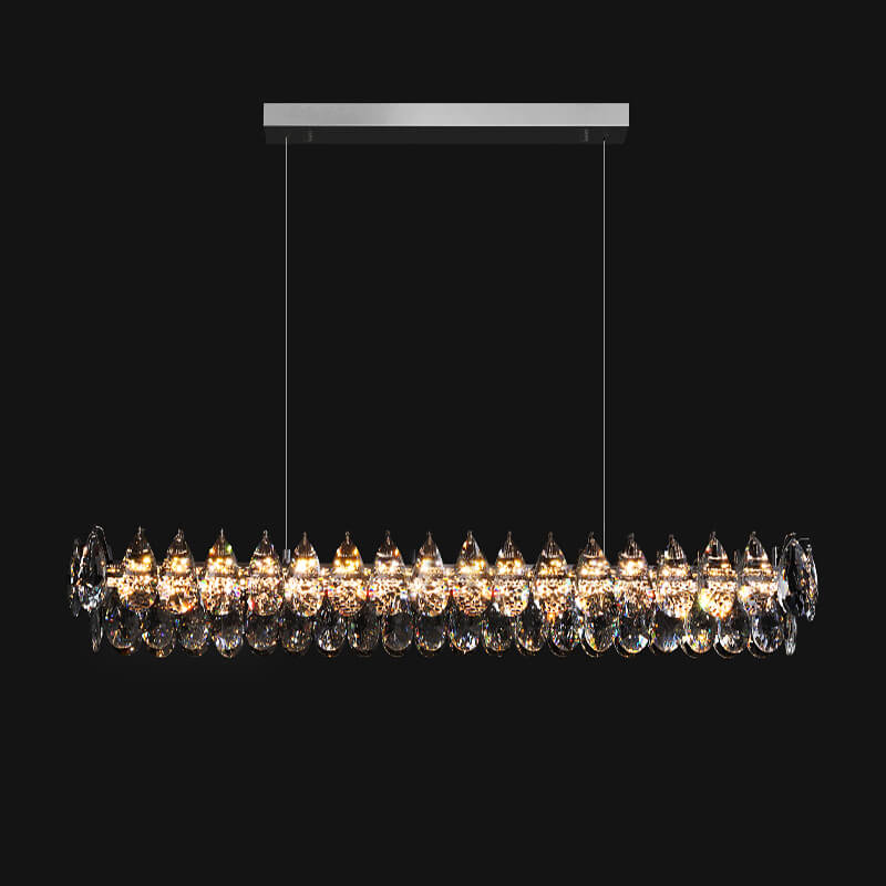 Modern Raindrops Crystal Rectangle Chandelier Living Room-detail-black | Sofary Lighting