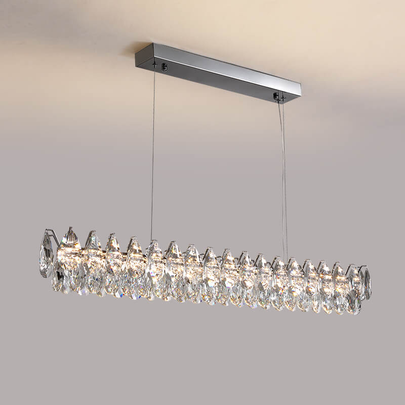 Modern Raindrops Crystal Rectangle Chandelier Living Room-detail-white | Sofary Lighting