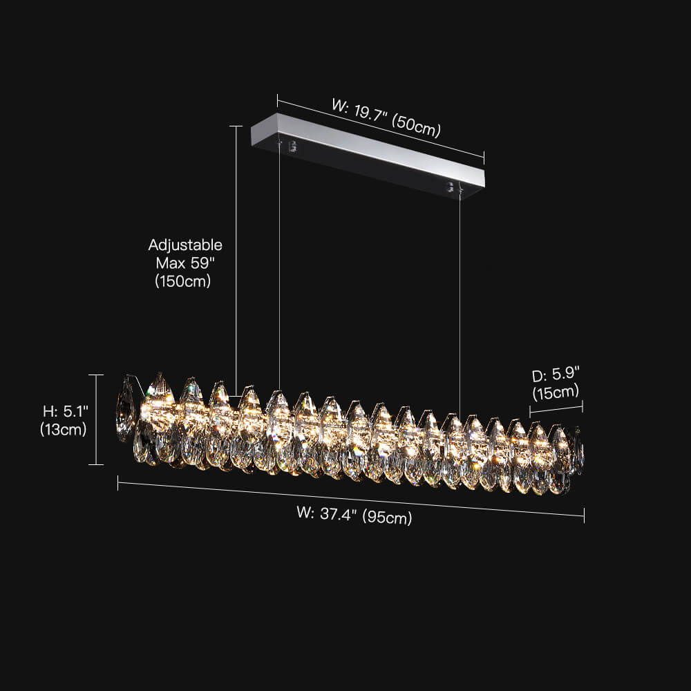 Modern Raindrops Crystal Rectangle Chandelier - Dining Room