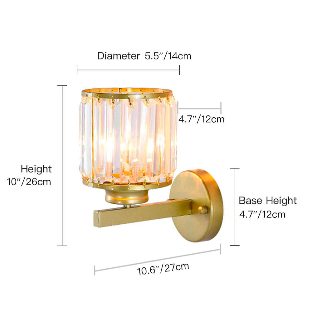 Modern Rustic Crystal Wall Sconce-gold demension|Sofary