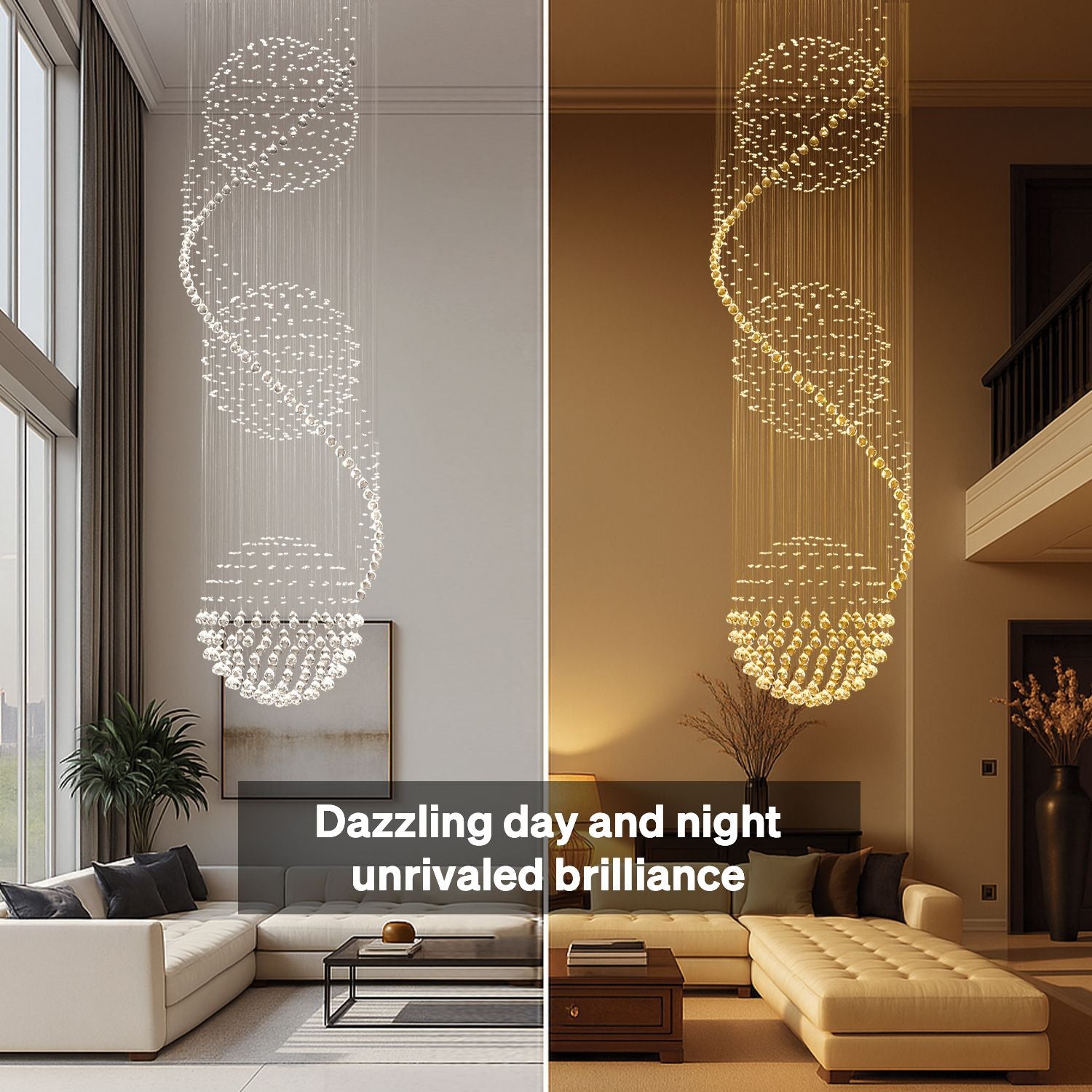 The raindrop crystals of the chandelier reflect light with unrivaled brilliance, creating a dazzling visual effect both day and night | Sofary