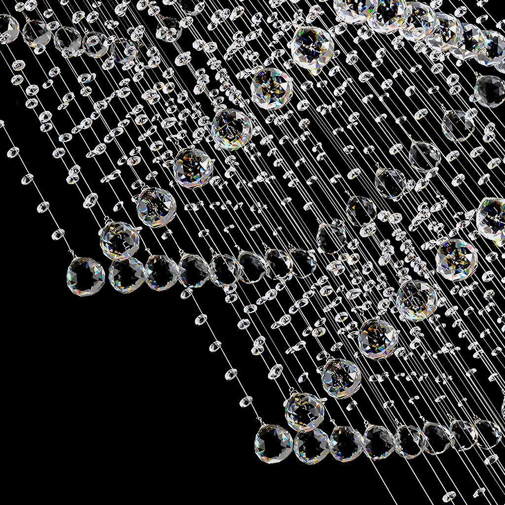 Modern Square Long Crystal Raindrop Chandelier for Foyer- crystal | Sofary Lighting