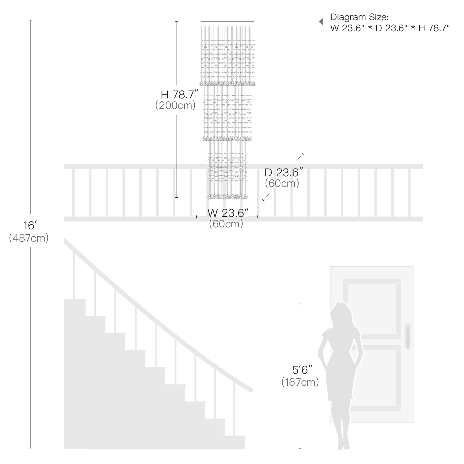 Modern Square Long Crystal Raindrop Chandelier for Foyer-Size | Sofary Lighting