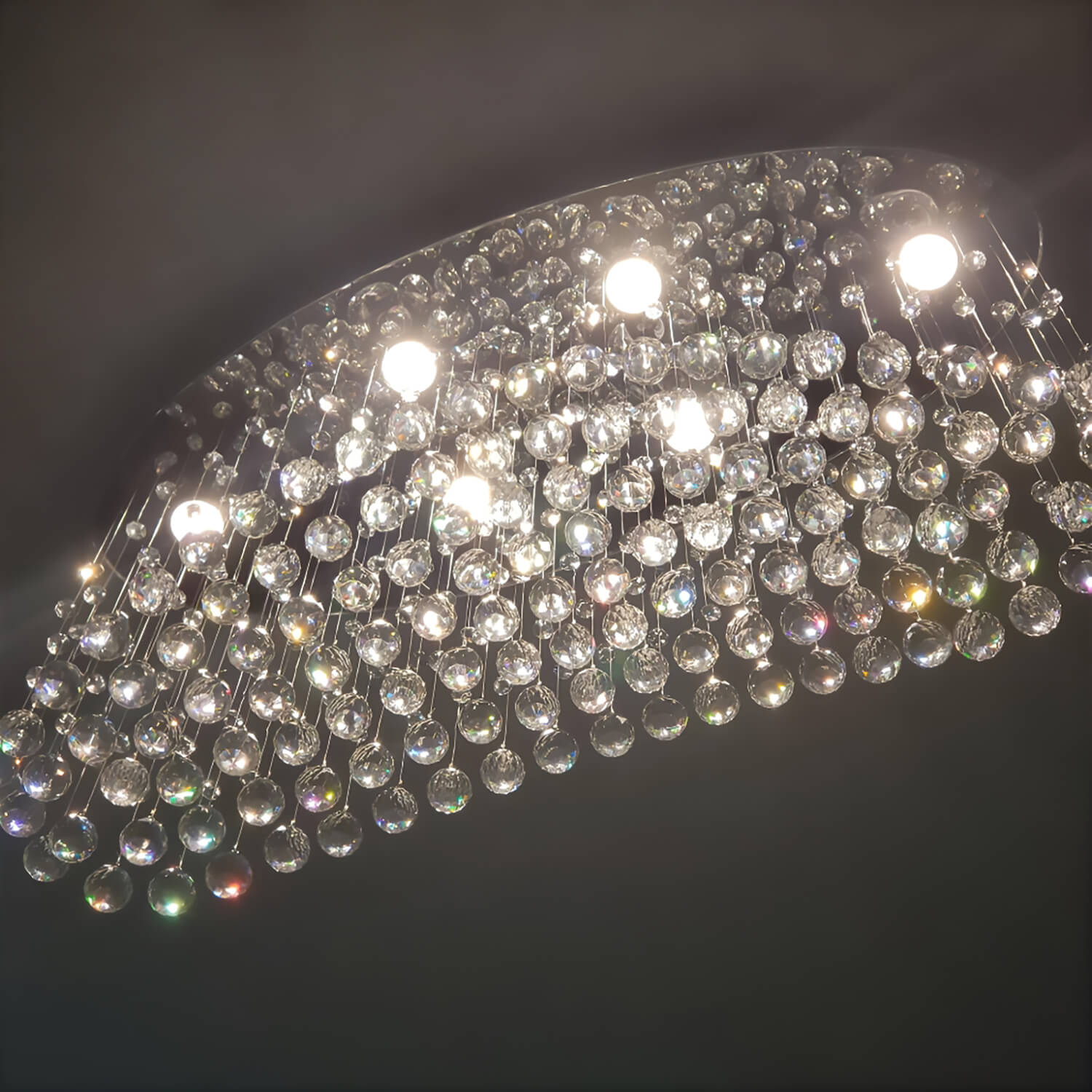 Modern Wave Rain Drop Clear Crystal Chandelier - Oval Ceiling Light-5 |Sofary