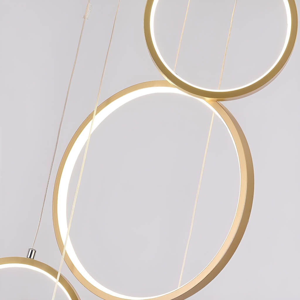 Multi Gold LED Ring Chandelier Staircase Pendant Light details-1 | Sofary Lighting