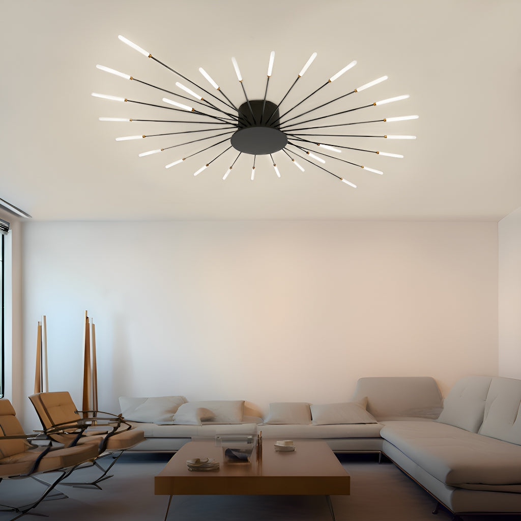 Nordic Style Ceiling Light for Living and Dining Rooms LED Chandelier with Swirling Firework Design-living-room-3 |Sofary