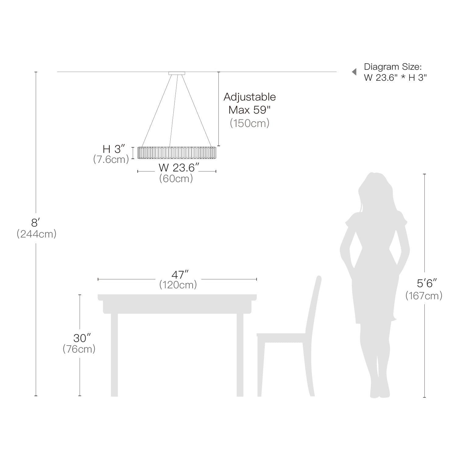 One Ring Crystal Chandelier - LED Pendant Light for Living Room - Size | Sofary Lighting