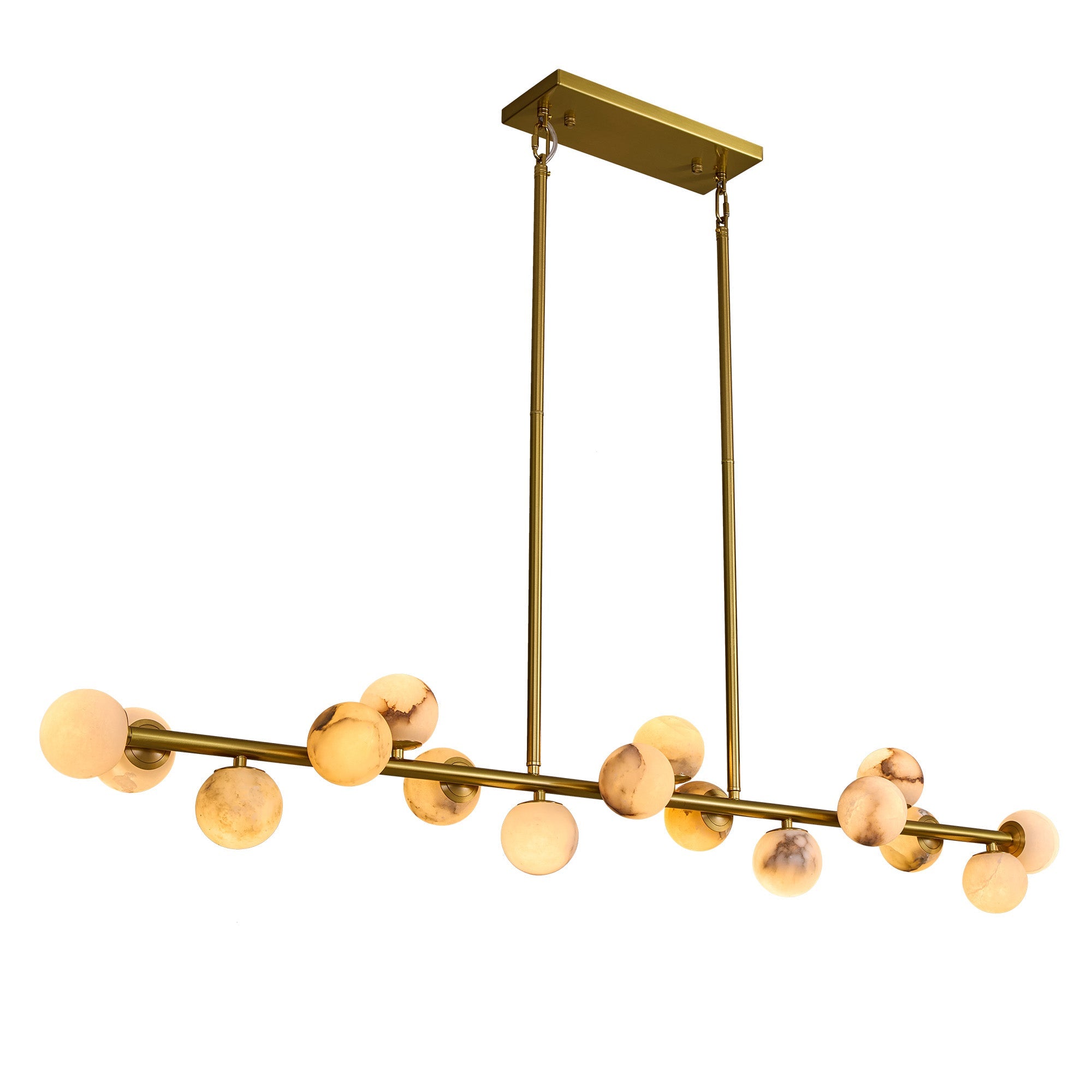 orbelia modern luxury gold alabaster globe linear chandelier white background product view