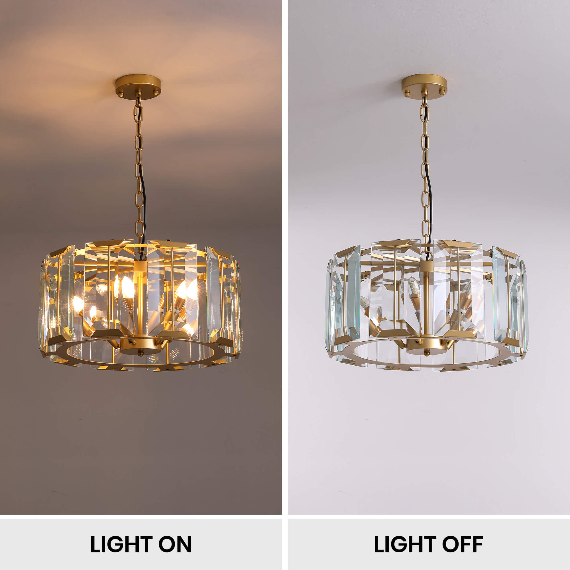 Prisma Elegance Gold Crystal Chandelier