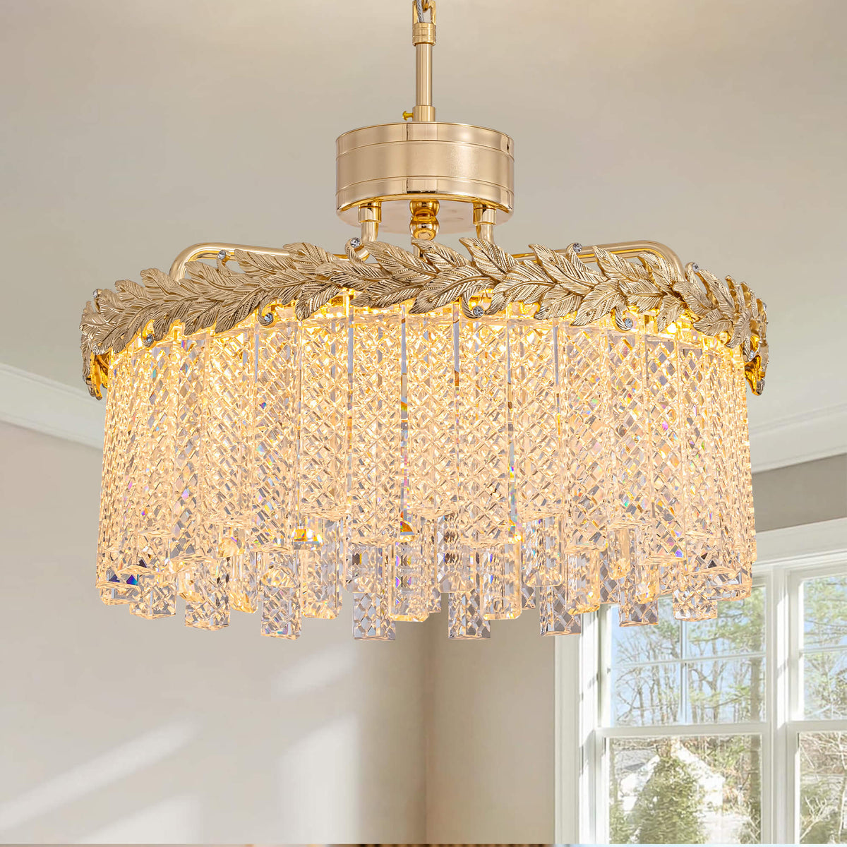 Seraphic Luxury Modern Gold Brass Crystal Round Chandelier for Dining ...