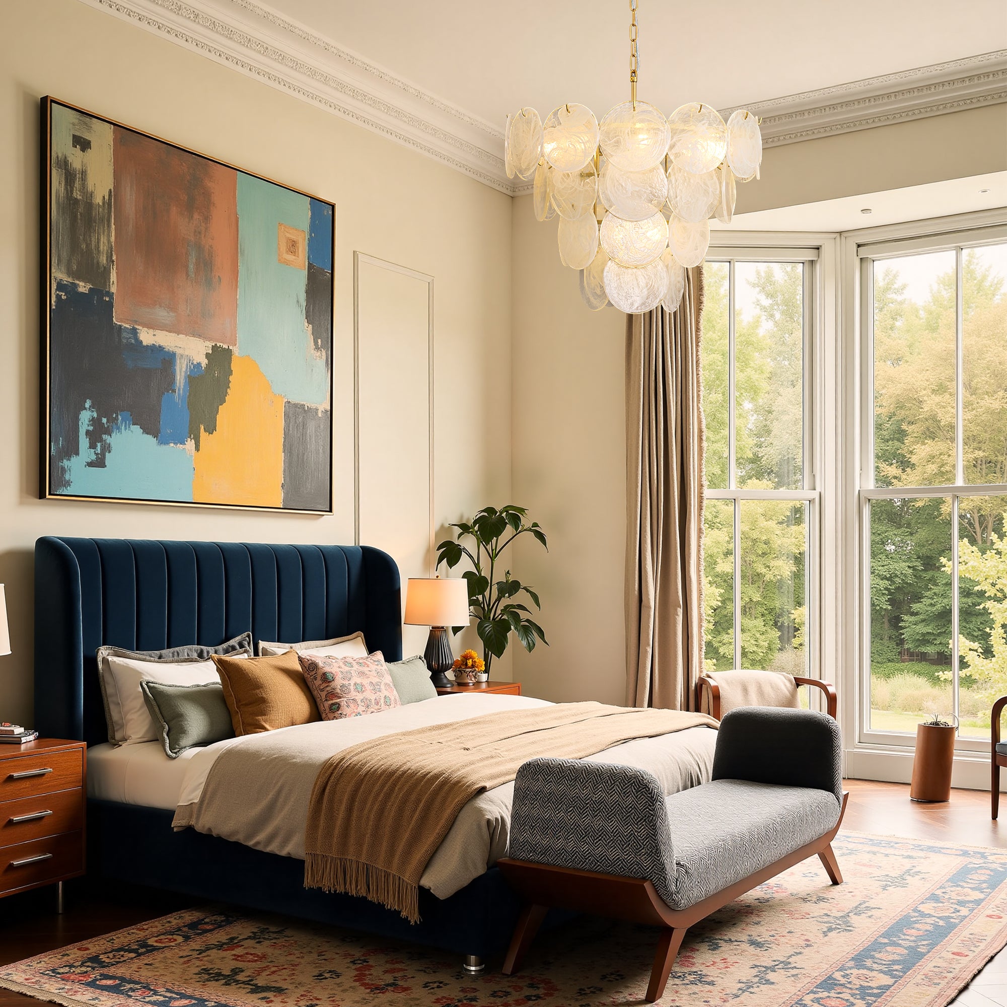 serenelle-modern-luxury-gold-glass-layered-disc-chandelier-bed-room