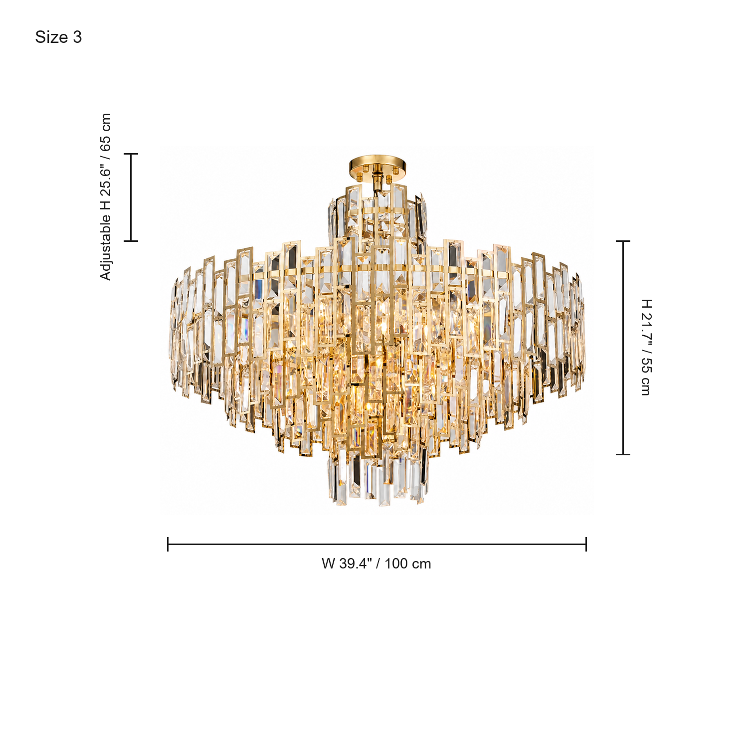 Aurelisse Luxury Gold Crystal Tiered Round Chandelier size 100cm