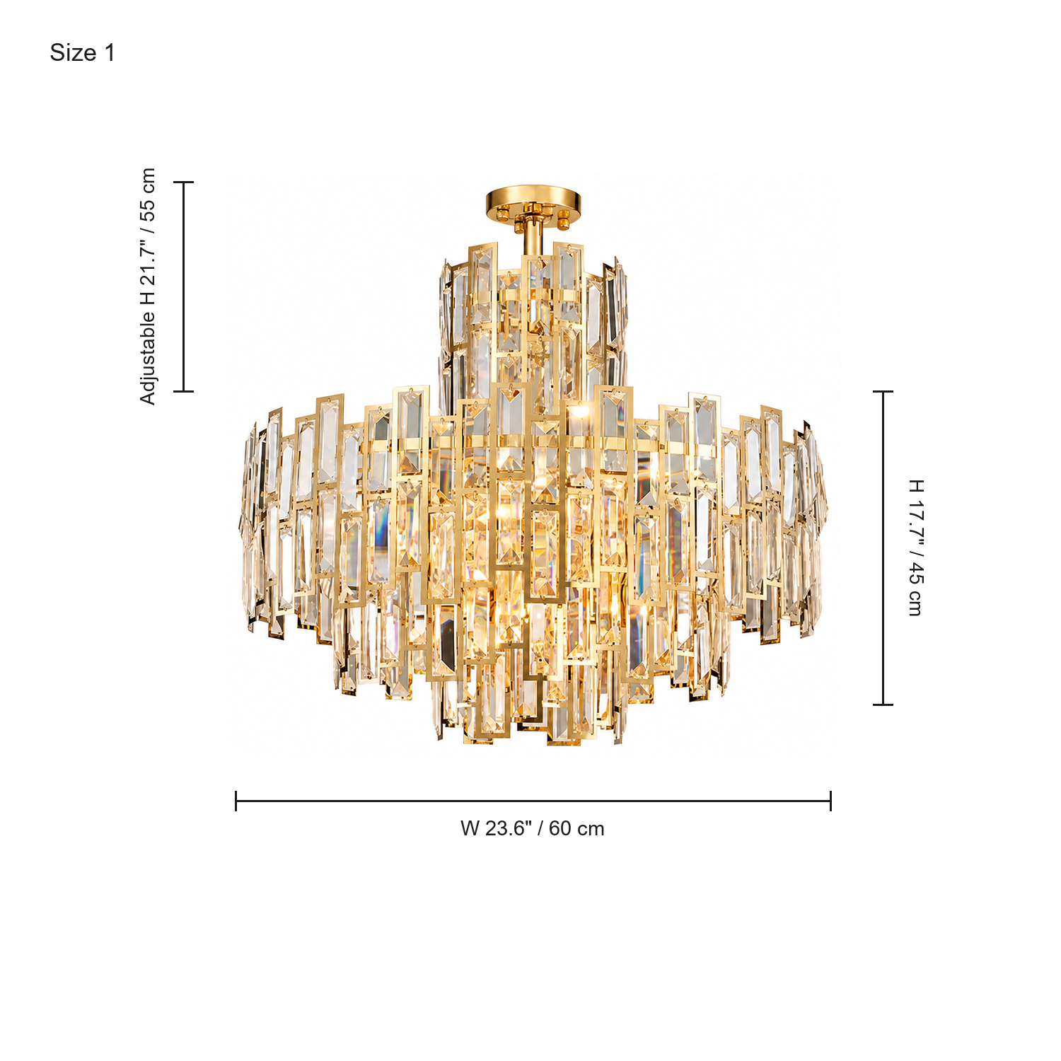 Aurelisse Luxury Gold Crystal Tiered Round Chandelier size 60cm
