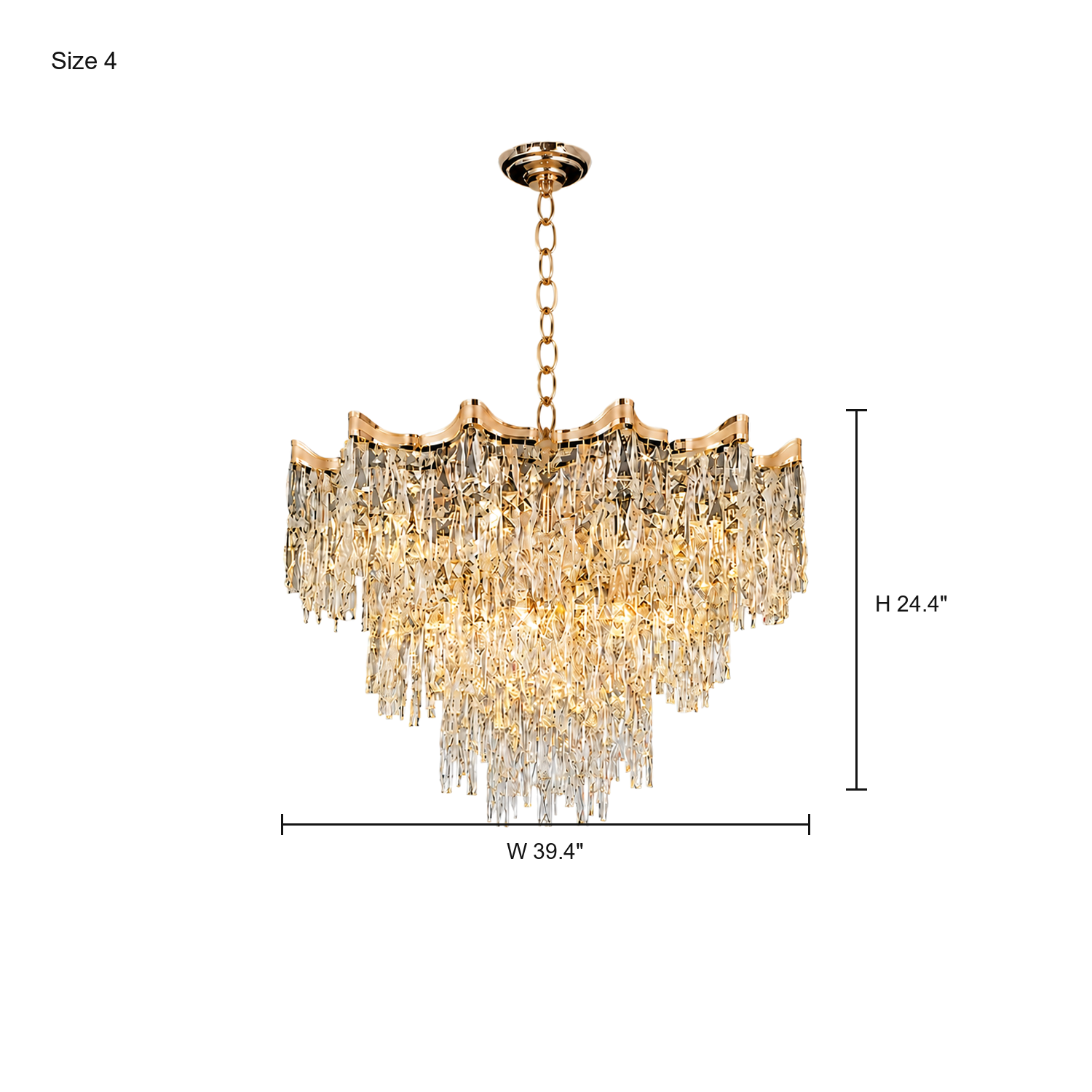 Aurevane luxury gold crystal tiered empire chandelier