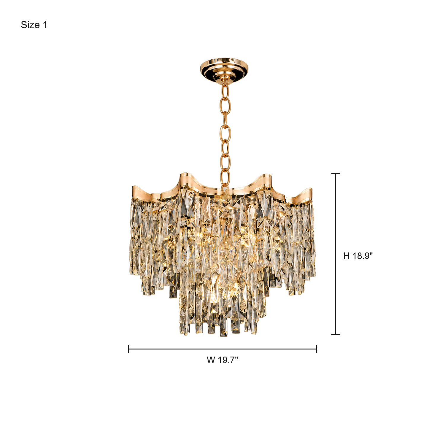 Aurevane luxury gold crystal tiered empire chandelier