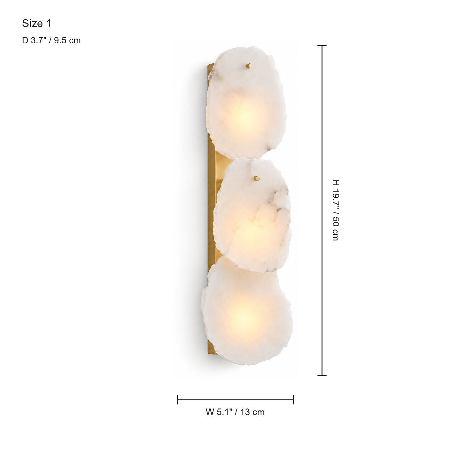 Solenne Modern Gold Natural Alabaster Petal Wall Sconce size 50x13cm