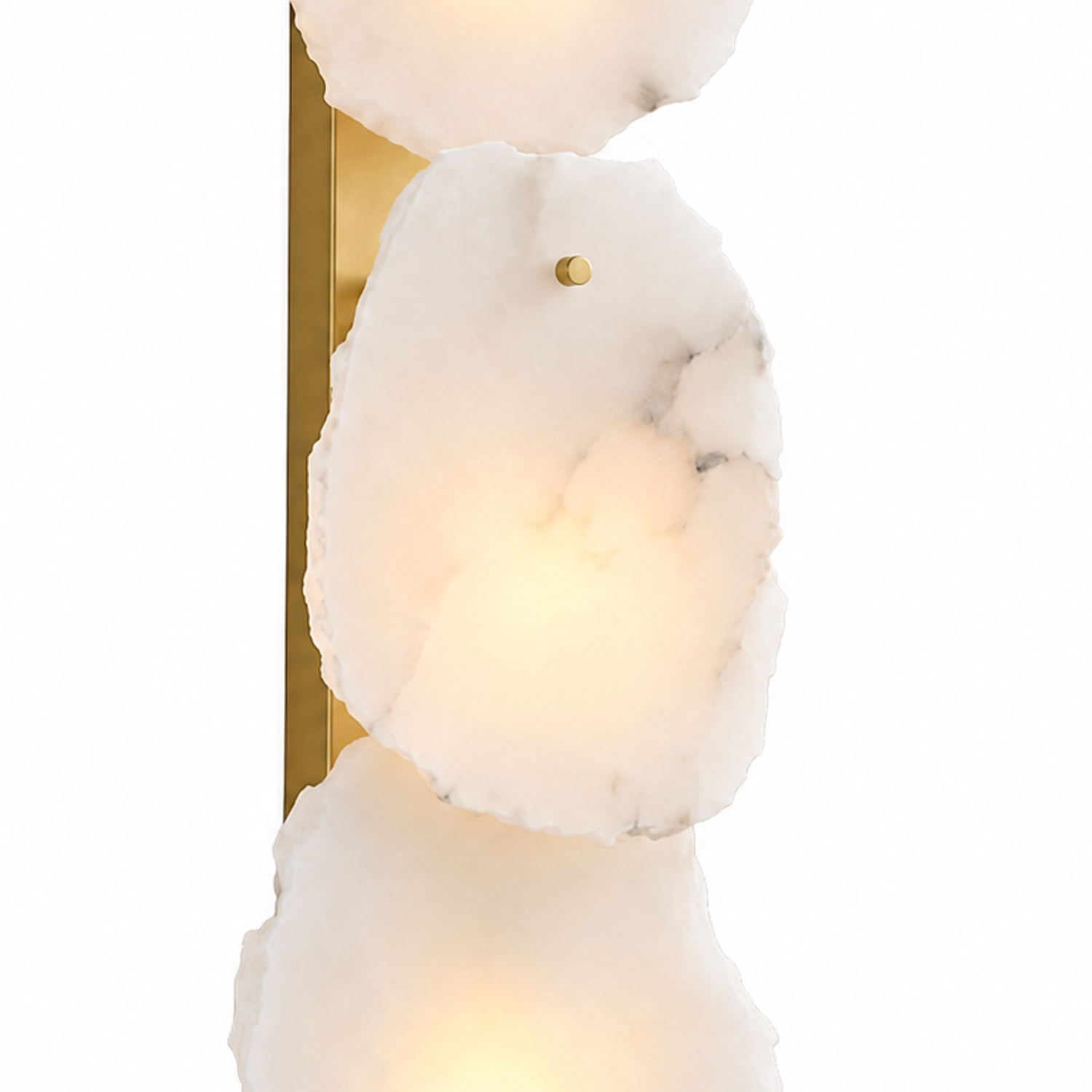 Solenne Modern Gold Natural Alabaster Petal Wall Sconce alabaster brass detail