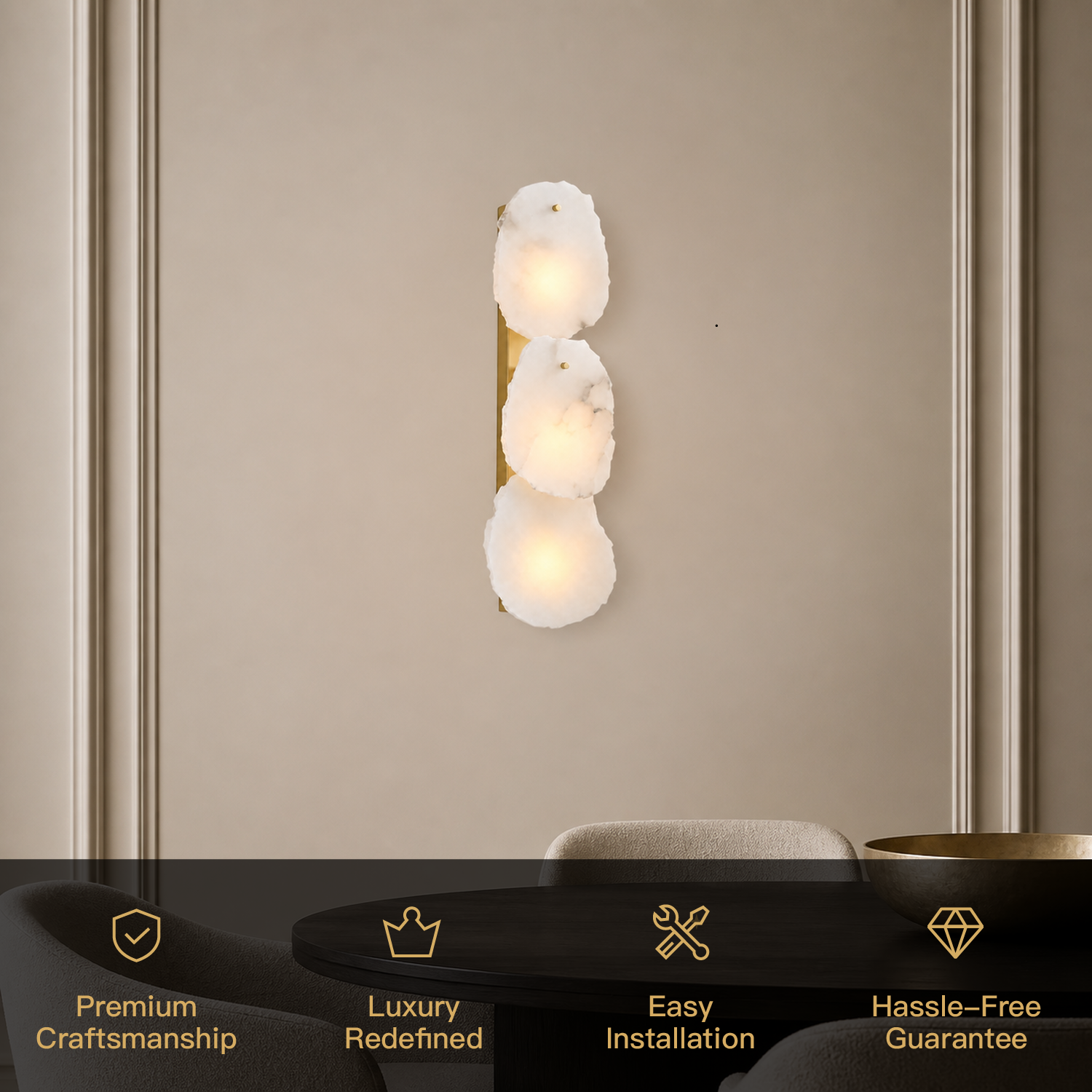 Solenne Modern Gold Natural Alabaster Petal Wall Sconce selling points luxury