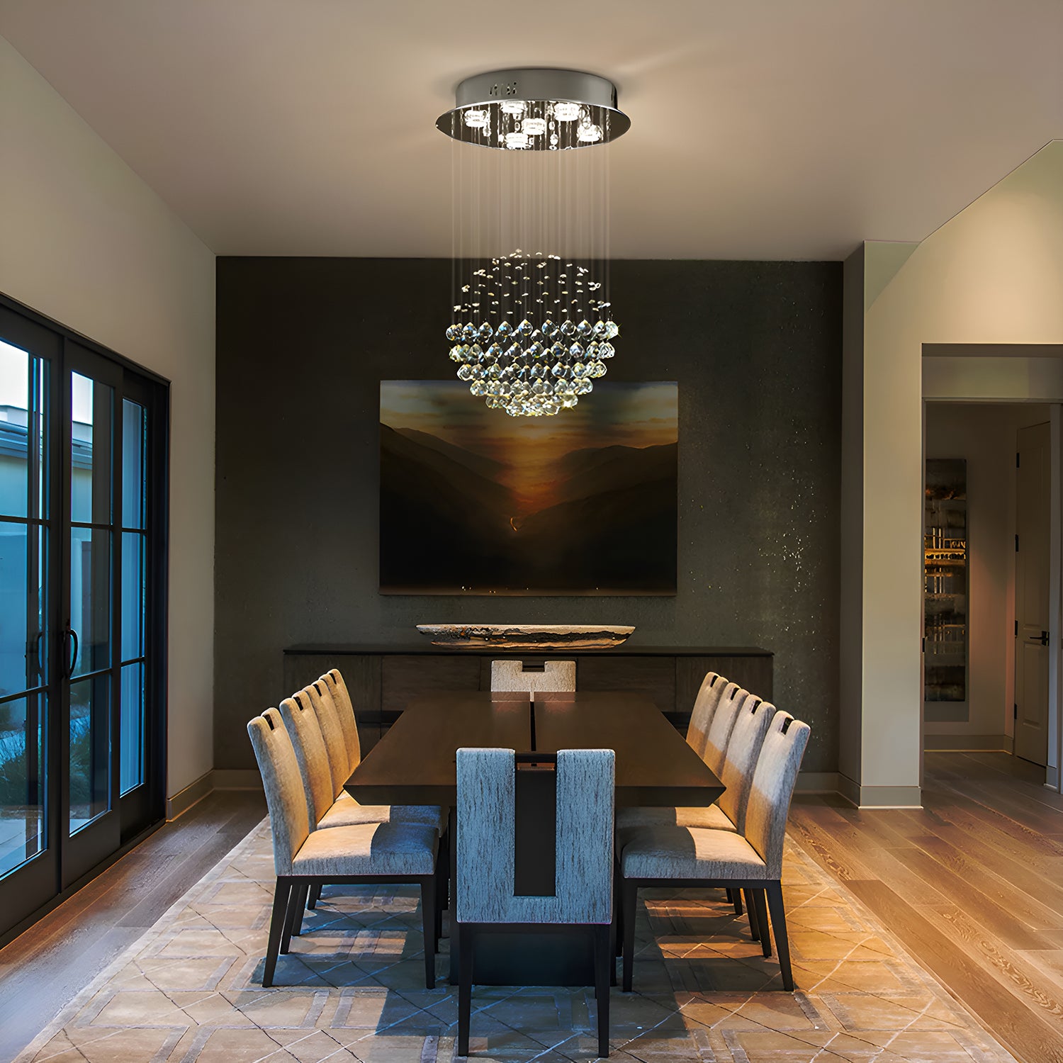 Sphere Raindrop Crystal Chandelier Ceiling Lights - Dining Room-2|Sofary