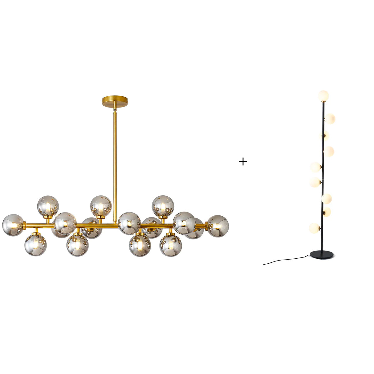 Vora Modern Gold Glass Globes Linear Chandelier