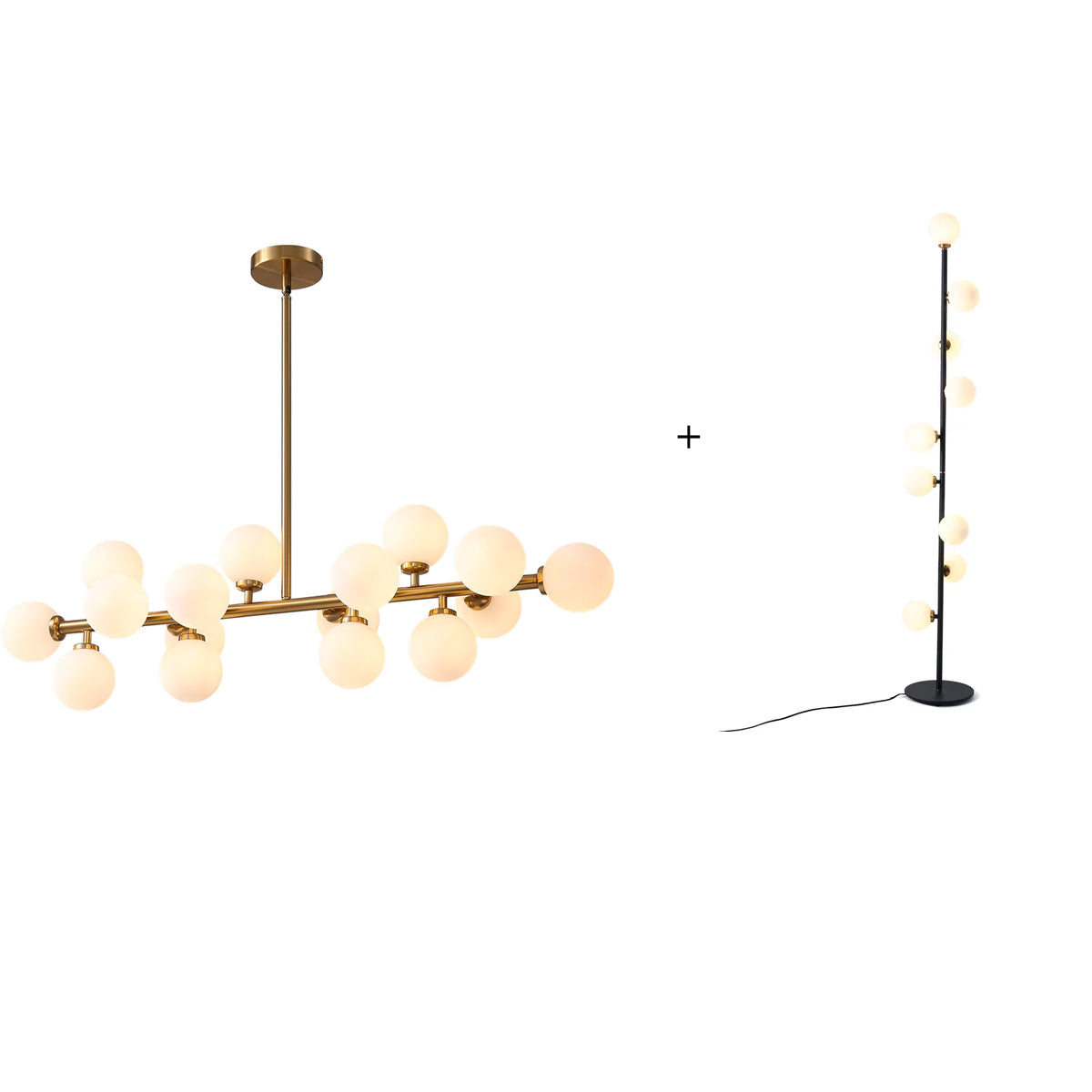 Vora Modern Gold Glass Globes Linear Chandelier
