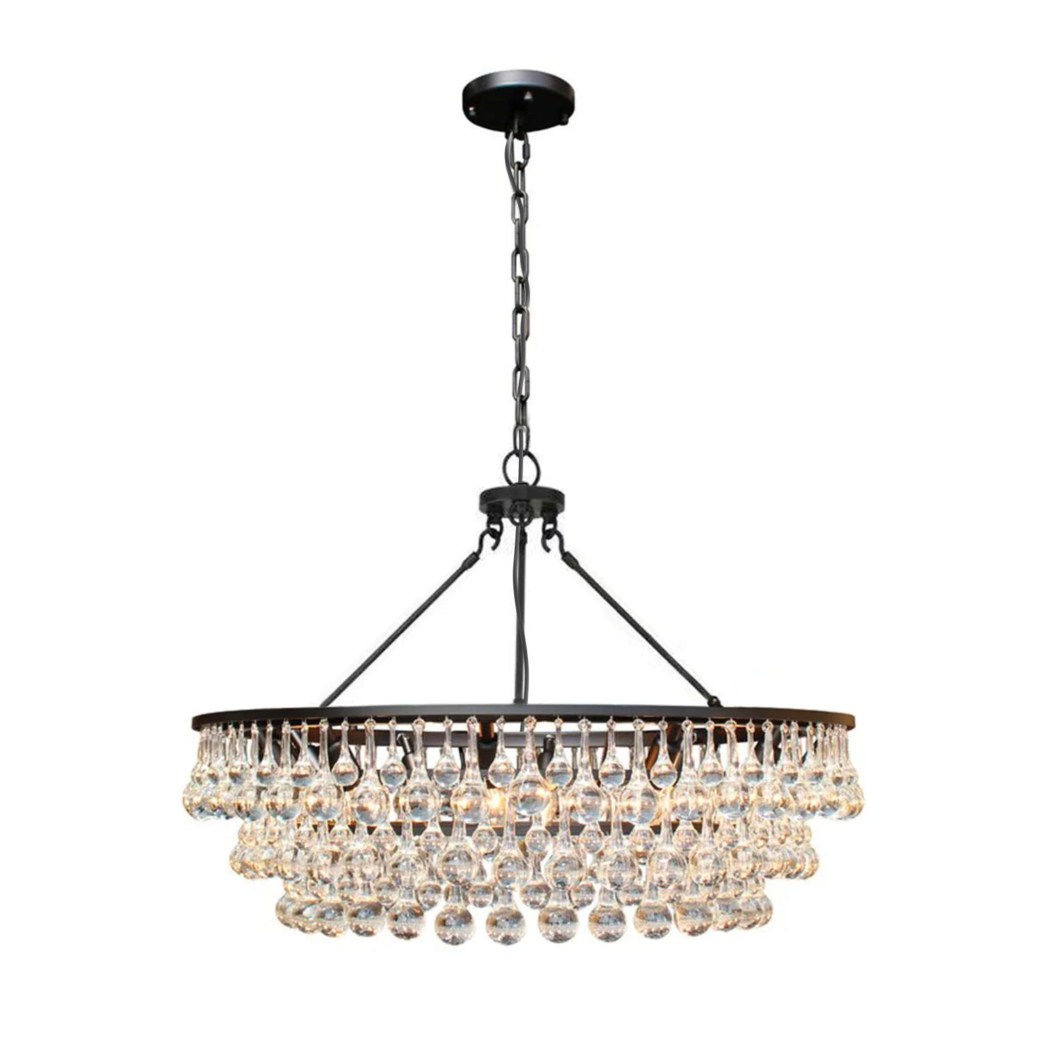 Unique Tiered Crystal Chandelier-front-view-black|Sofary