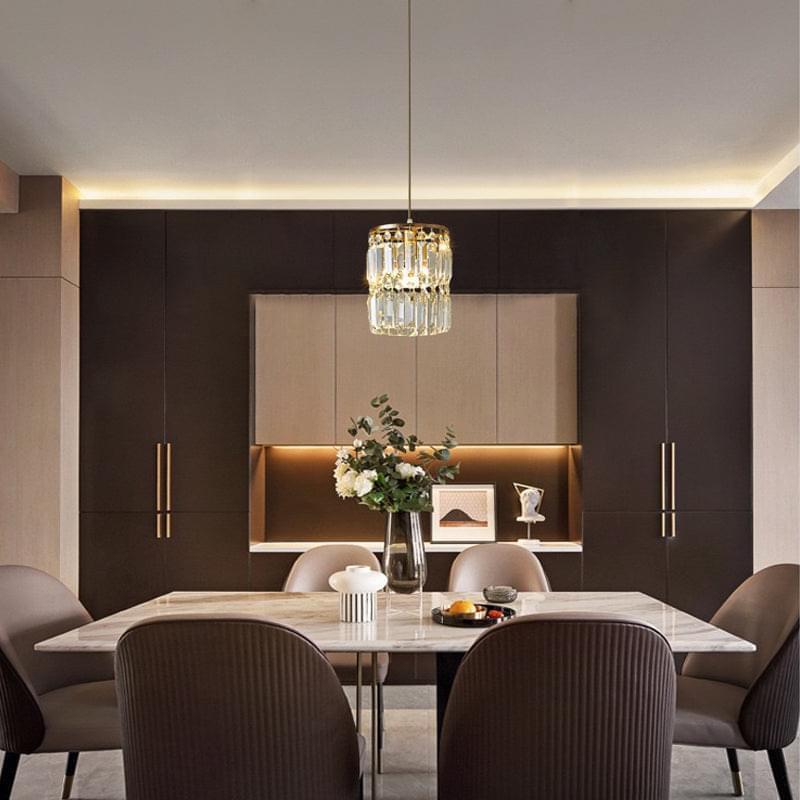 1- Light Gold Crystal Linear Pendant Light - Dinning Room | Sofary