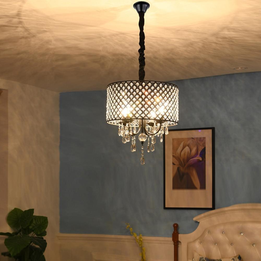 4-Light Candle Style Drum Crystal Chandelier