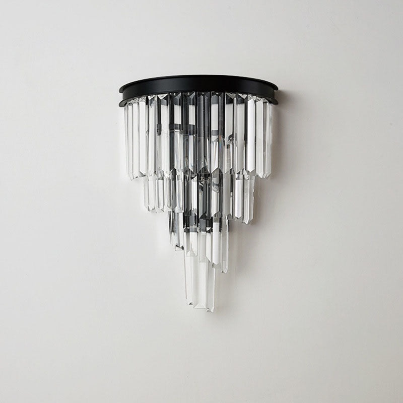 Modern 4-Tiers Crystal Wall Sconce - Black | Sofary