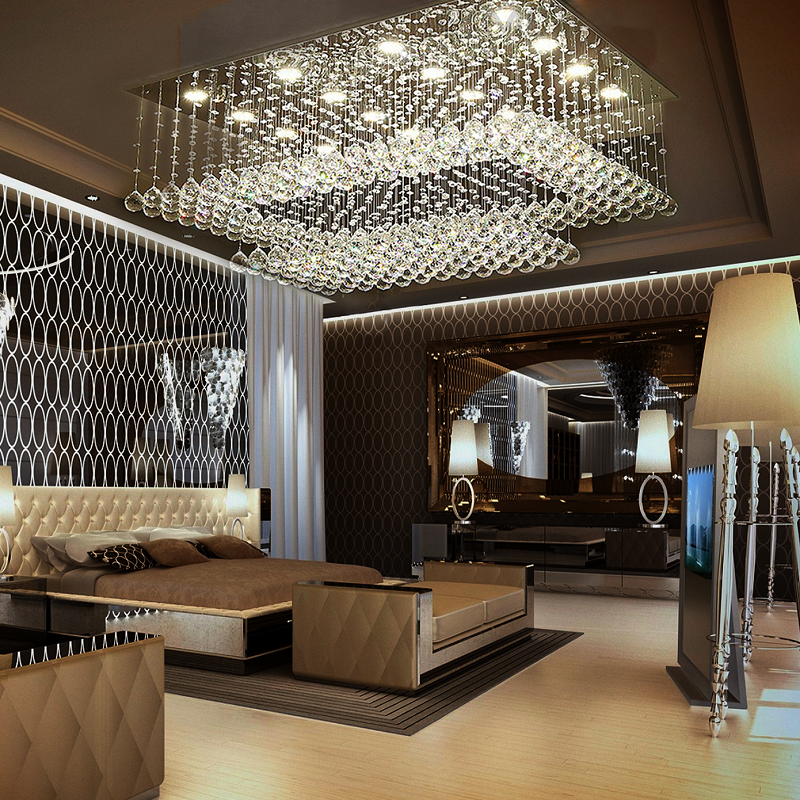 Rectangular Multi layer Cloud Design Crystal Chandelier Bed Room