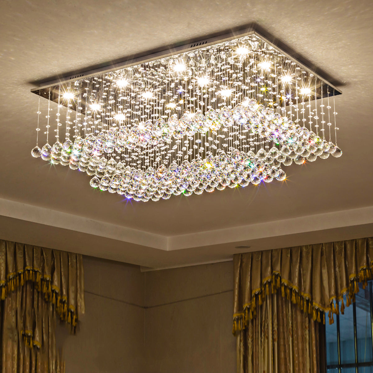 Rectangular Multi layer Cloud Design Crystal Chandelier | Sofary